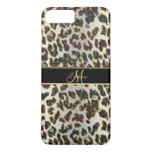 Caso más del iPhone 7 del leopardo del purpurina