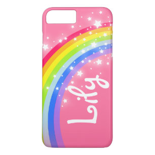 title_seo2 Caso nombrado del iphone del rosa de arco iris del