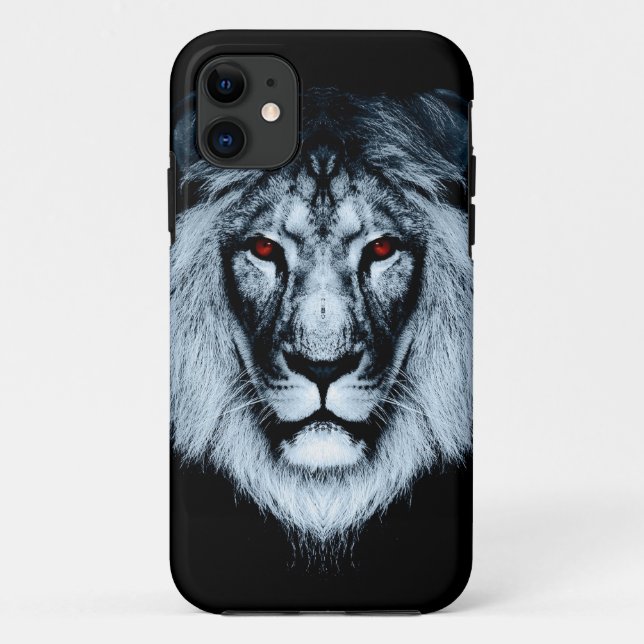 Funda De Case-Mate Para iPhone Caso observado rojo del iPhone del león (Reverso)