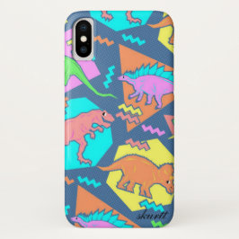 Funda Para iPhone X Caso retro del iPhone del dinosaurio 90s
