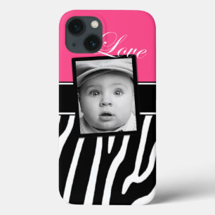 Funda Para iPhone 13 Caso rosado del iPad de la foto de la cebra