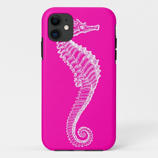 Funda De Case-Mate Para iPhone Caso rosado del iPhone del Seahorse (Reverso)