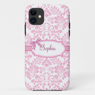 Funda Para iPhone 11 Caso rosado femenino de Iphone 5 del damasco