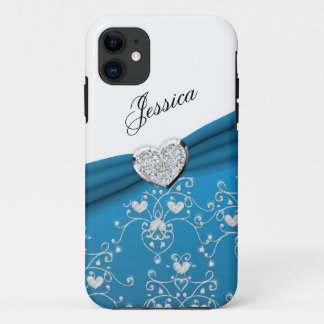 Funda Para iPhone 11 Caso verde azulado del iPhone 5 del damasco del