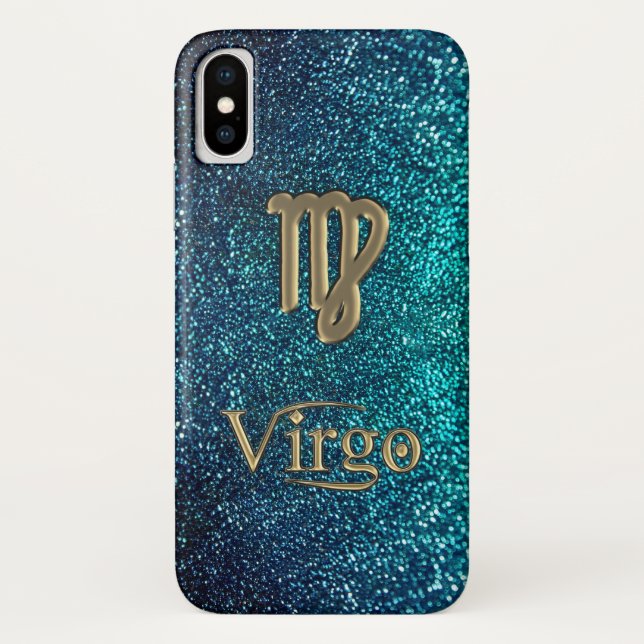 Funda De Case-Mate Para iPhone Caso verde azulado del virgo del Rótulo del (Reverso)