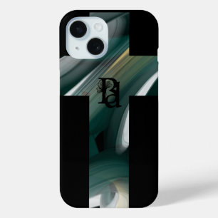 Funda Para iPhone 15 Casos de iPhone Resumen de tendencia Art Black Whi