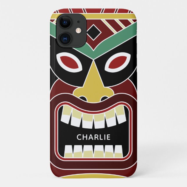 Funda De Case-Mate Para iPhone Casos de teléfono de nombre personalizado de Tiki  (Reverso)
