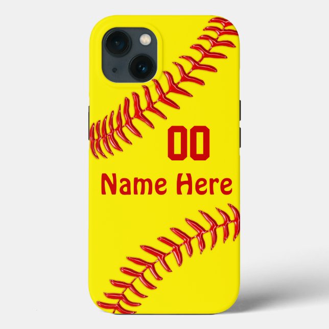 Funda De Case-Mate Para iPhone Casos de teléfono de Softball personalizados, MÁS  (Reverso )