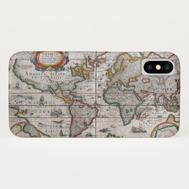 Funda De Case-Mate Para iPhone Casos de teléfono del Mapa Mundial Antiguo (Reverso (horizontal))