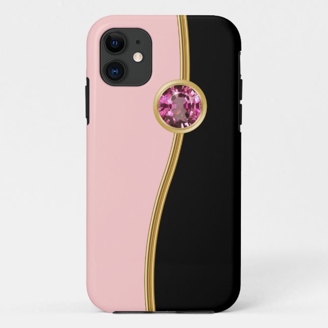 Funda De Case-Mate Para iPhone Casos femeninos rosados del iPhone de la joya (Reverso)