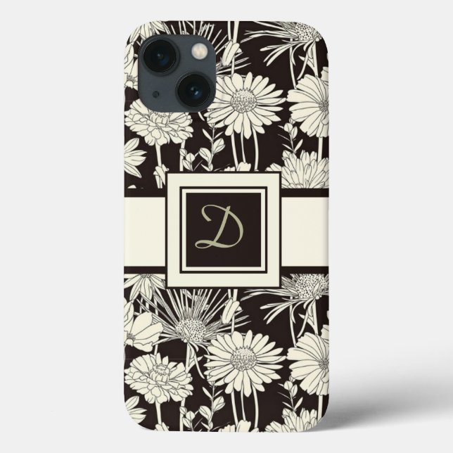 Funda De Case-Mate Para iPhone Casos modernos monogramados de iPad floral (Reverso)