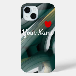 Funda Para iPhone 15 Casos personales de iPhone Tendencia Resumen Verde