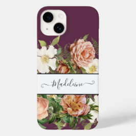 Funda Para iPhone 14 De Case-Mate Cassis de época Flores de estilo rosa y floral bla