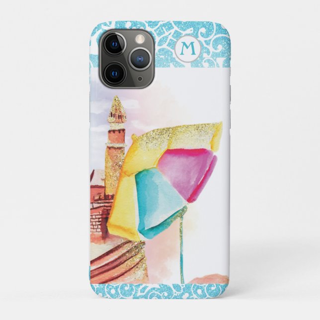 Funda De Case-Mate Para iPhone *~* Castillo de arena para paraguas de playa (Reverso)