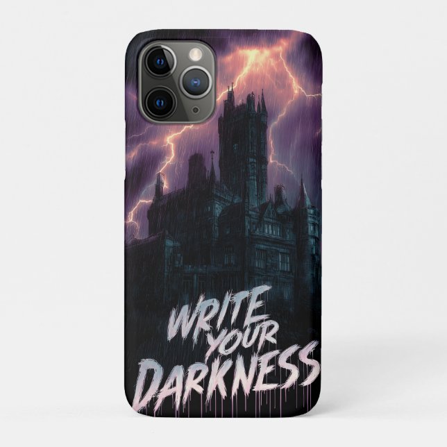 Funda De Case-Mate Para iPhone Castillo gótico embrujado bajo tormenta de lluvia  (Reverso)