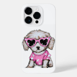 Funda Para iPhone 14 Pro De Case-Mate Casualidad de Poodle con gafas de sol rosas
