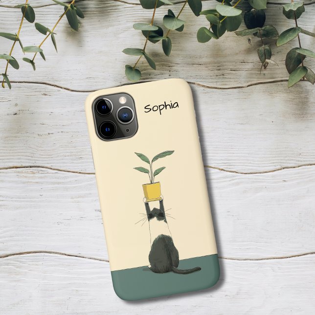 Funda De Case-Mate Para iPhone Cat with Plant (Subido por el creador)