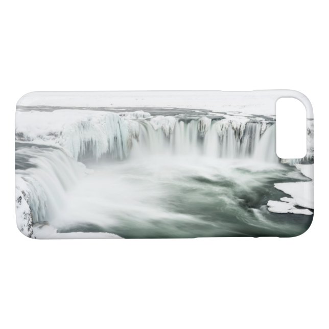 Funda De Case-Mate Para iPhone Catarata de Godafoss, invierno, Islandia (Reverso (horizontal))