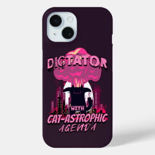 Funda Para iPhone 15 Catastrófica Cita de Gato Enfadado