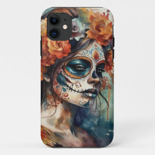 Funda Para iPhone 11 Catrina acuarela Día de los Muertos Calavera de Az