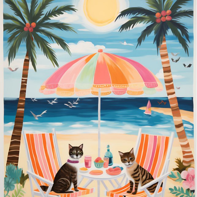 Funda De Case-Mate Para iPhone Cats iPhone / iPad case (Happy Cats Enjoying the Beach!)