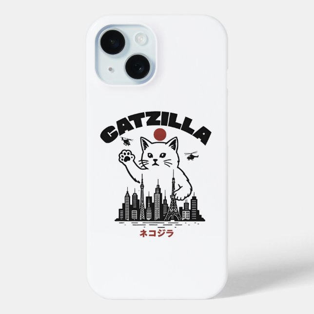 Funda De Case-Mate Para iPhone Catzilla - Graciosa parodia del gato Godzilla (Reverso )