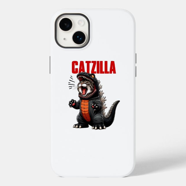 Funda De Case-Mate Para iPhone Catzilla - Gracioso Gato Godzilla Mashup (Reverso )