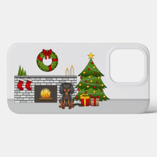 Funda Para iPhone 13 Pro Cavalier de color negro y marrón en una habitación