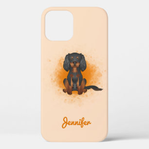 Funda Para iPhone 12 Cavalier King Charles de color negro y marrón sobr