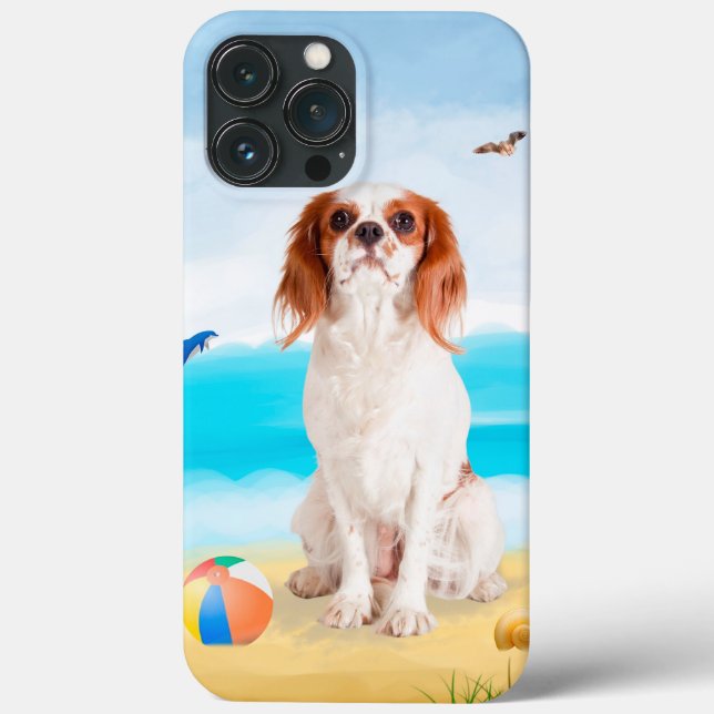 Funda De Case-Mate Para iPhone Cavalier King Dog en la playa (Reverso )