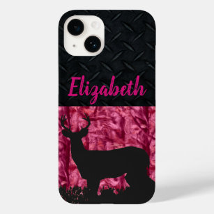 Funda Para iPhone 14 De Case-Mate Caza de nombres de mujeres de ciervos de camo rosa