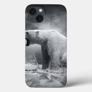 Funda Para iPhone 13 Cazador blanco del oso polar en el hielo en agua