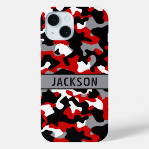Funda Para iPhone 15 Cazadora personalizada de camuflaje rojo y negro