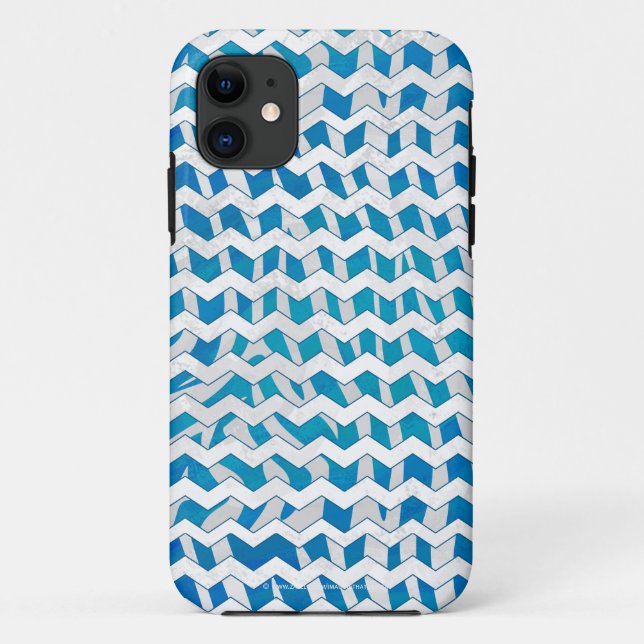 Funda De Case-Mate Para iPhone Cebra azul y cheurón blanco (Reverso)