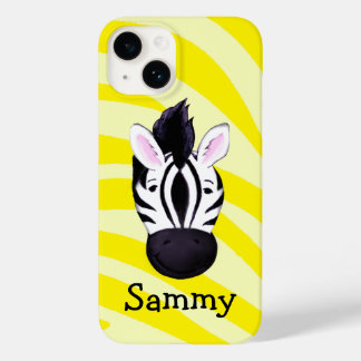 Funda Para iPhone 14 De Case-Mate Cebra de niños en letra amarilla llamada estuche i
