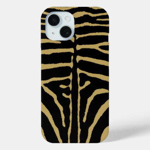 Funda Para iPhone 15 Cebra en negro y oro