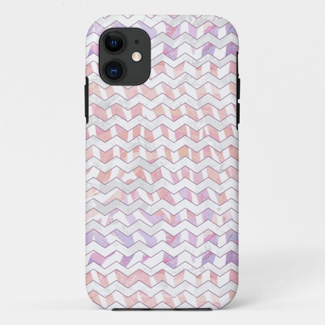 Funda De Case-Mate Para iPhone Cebra Rosa y Chevron Blanco (Reverso)
