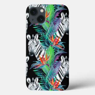 Funda Para iPhone 13 Cebra y modelo de flores exótico