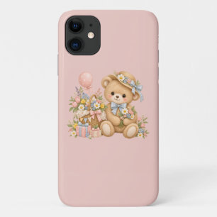 Funda Para iPhone 11 Celebración de osito de peluche vintage con flores
