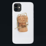 Funda Para iPhone 11 Celebración del champagne sin corchetes<br><div class="desc">Un corcho de champán se sienta sobre un fondo blanco.</div>