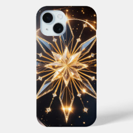 Funda Para iPhone 15 Celestial Radiance Golden Starburst Phone Case