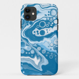 Funda Para iPhone 11 Células de pintura Blue Digital Fluid Art Marble P