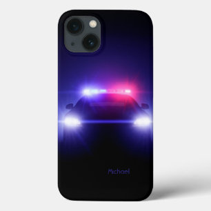 Funda Para iPhone 13 Centelleo completo de las luces del coche policía