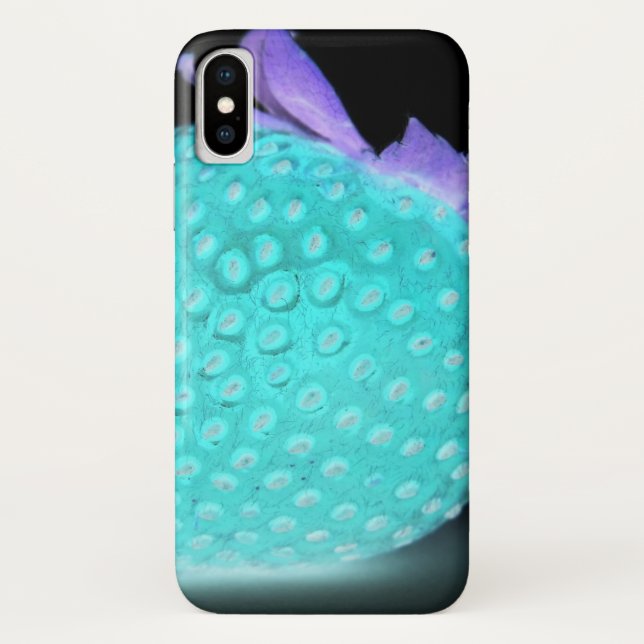 Funda De Case-Mate Para iPhone Cepa de fresa azul lindo turquesa negro (Reverso)