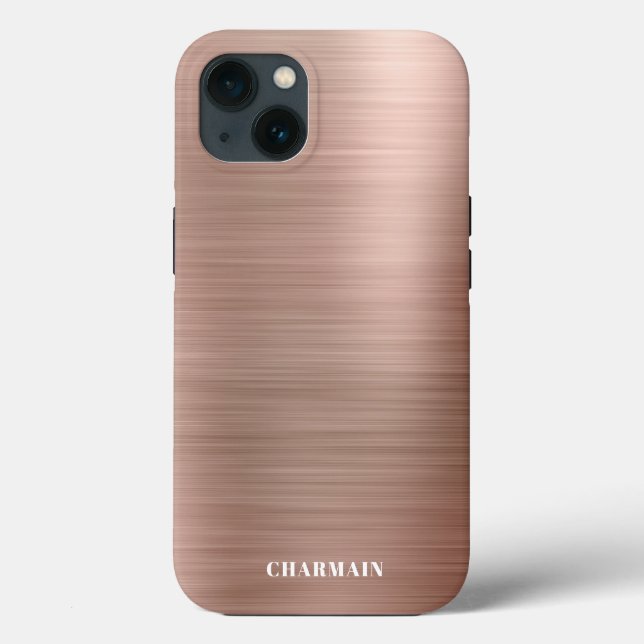 Funda De Case-Mate Para iPhone Cepillo simple Rosa de oro Metalizado (Reverso )