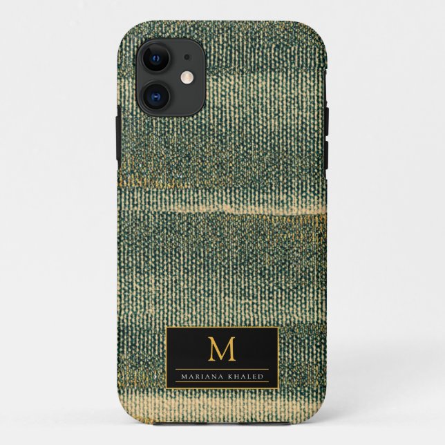 Funda De Case-Mate Para iPhone Cepillo verde elegante con oro y negro (Reverso)