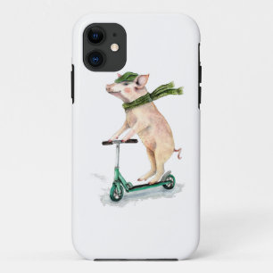 Funda Para iPhone 11 Cerdo en una moto