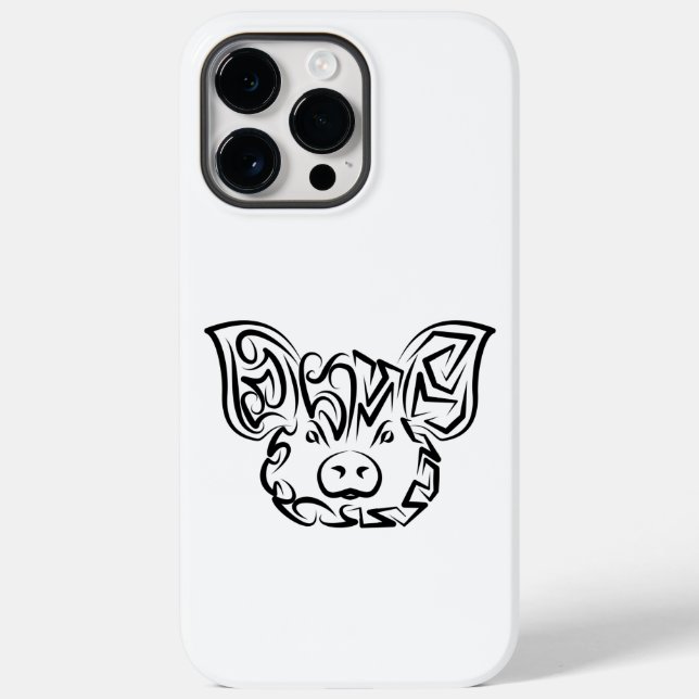 Funda De Case-Mate Para iPhone Cerdo tribal blanco y negro (Reverso )