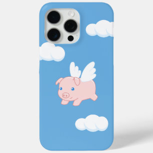 Funda Para iPhone 15 Pro Max Cerdo volador - Cerdo lindo con alas en azul