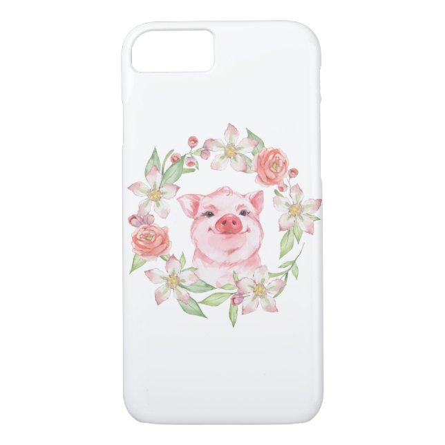 Funda De Case-Mate Para iPhone Cerdo y flores (Reverso)